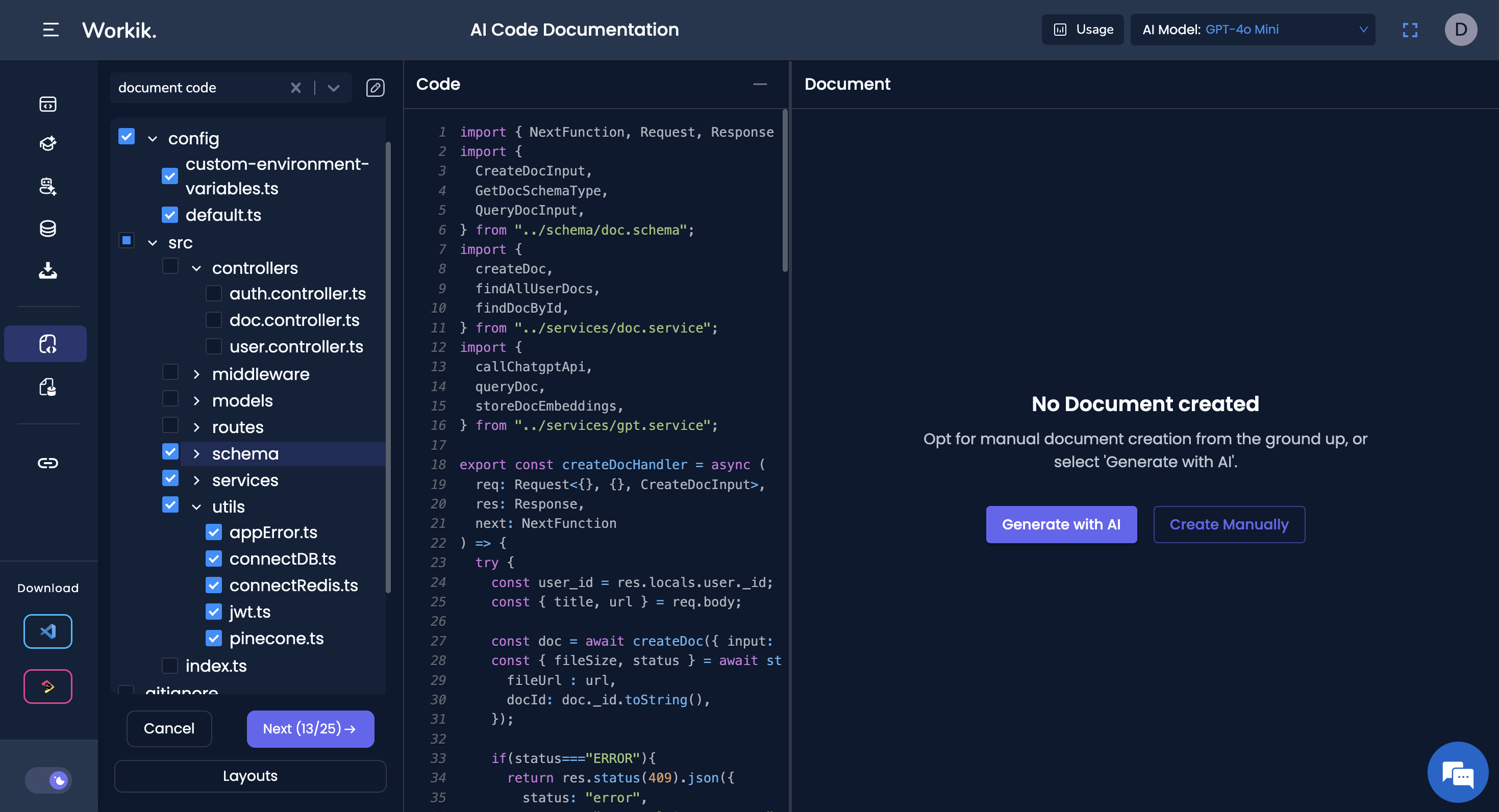 Adding DB structure to Workik workspace